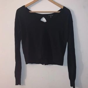 Express back zipper cropped v-neck